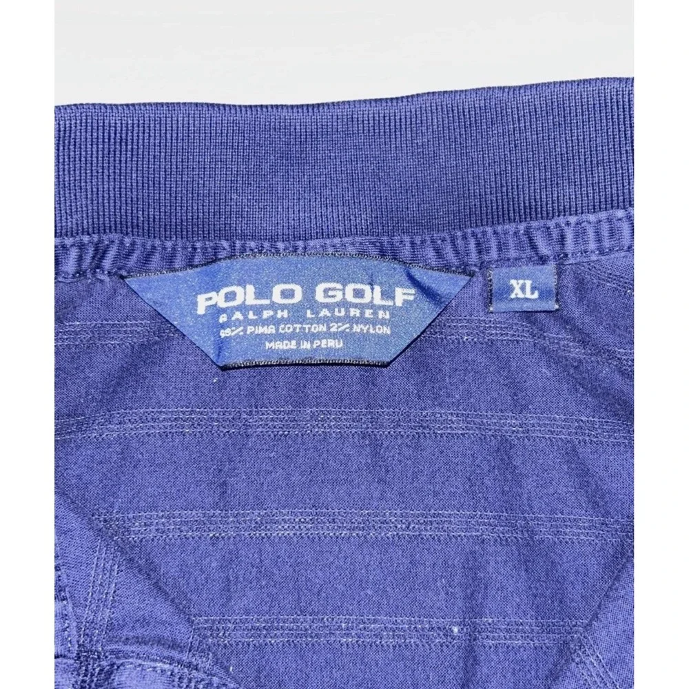 Polo Golf Ralph Lauren Polo Shirt Mens XL Blue Stripe Cotton WeaverRidge Golf